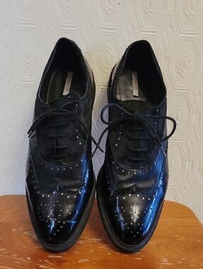 Geox Prestyn Black Leather Brogue Derby Shoes Size 9 US